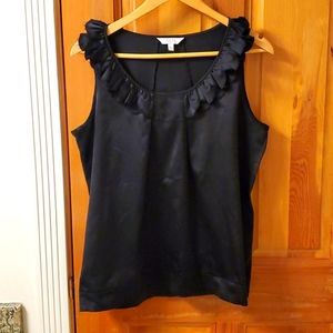 Ladies black ruffled tank top dress shirt